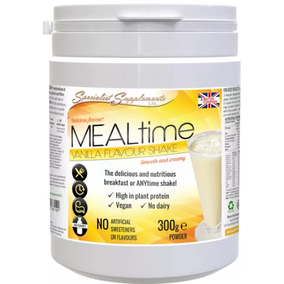 MEALtime Vanilla Flavour Shake, Vegan Protein 300g Specialist Supplements